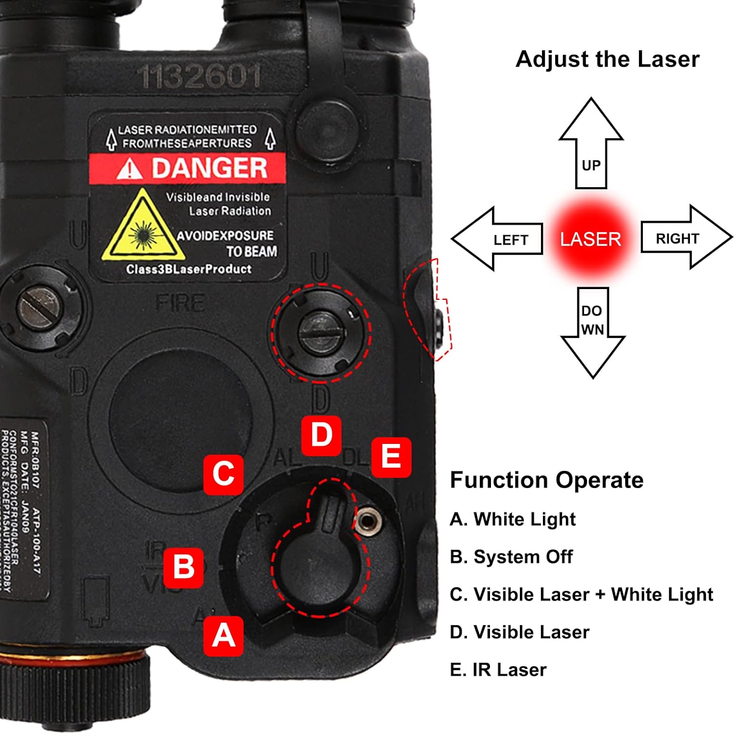 IR Laser for ar - 15 Airsoft PEQ 15 Airsoft Tactical Laser Red Laser Airsoft Laser Attachments IR Lazer Sight White LED Flashlight Tactical