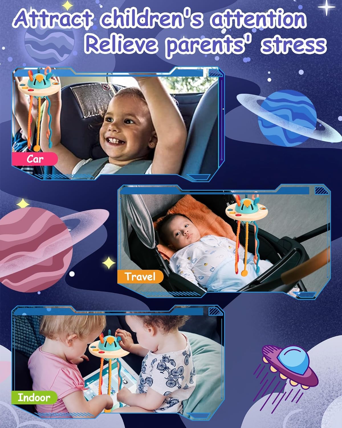 KIPA GAMING UFO Silicone Pull String Toy - Baby Sensory Toy -7