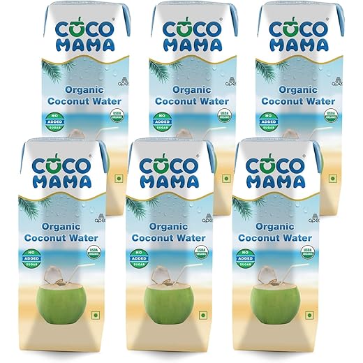 Coco Mama Organic Coconut Water, 250ml| Pack of 6| Enriched With Electrolytes & Anti-Oxidants| Pure & Refreshing Coconut Water| No Added Sugar, Preservative & Flavour| Naturally Gluten Free