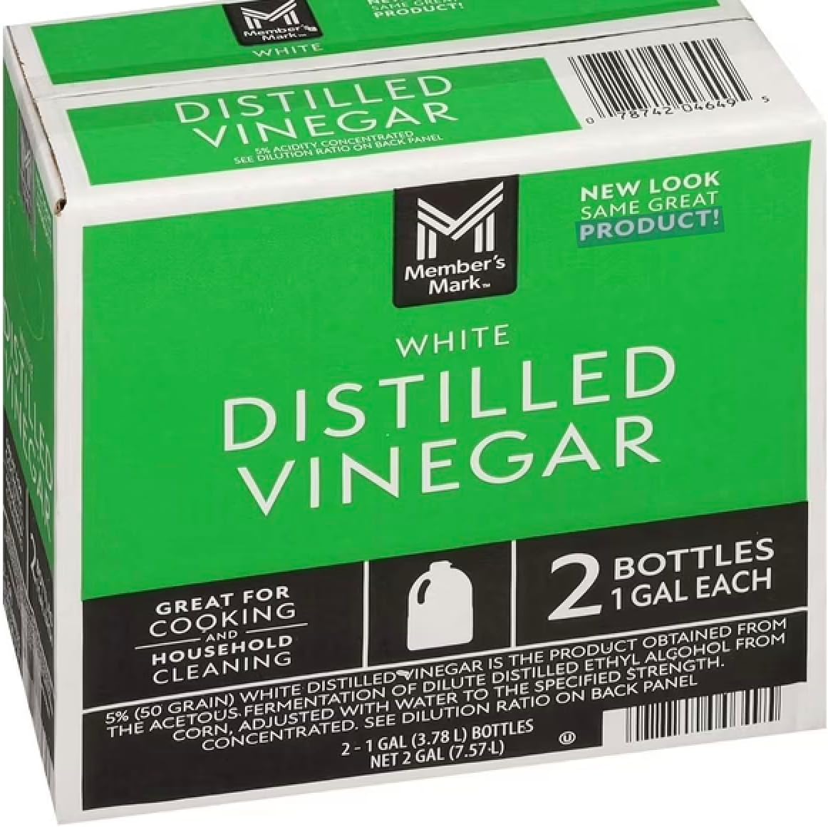 2 Pack Distilled White Vinegar Jug, Total 2 gal