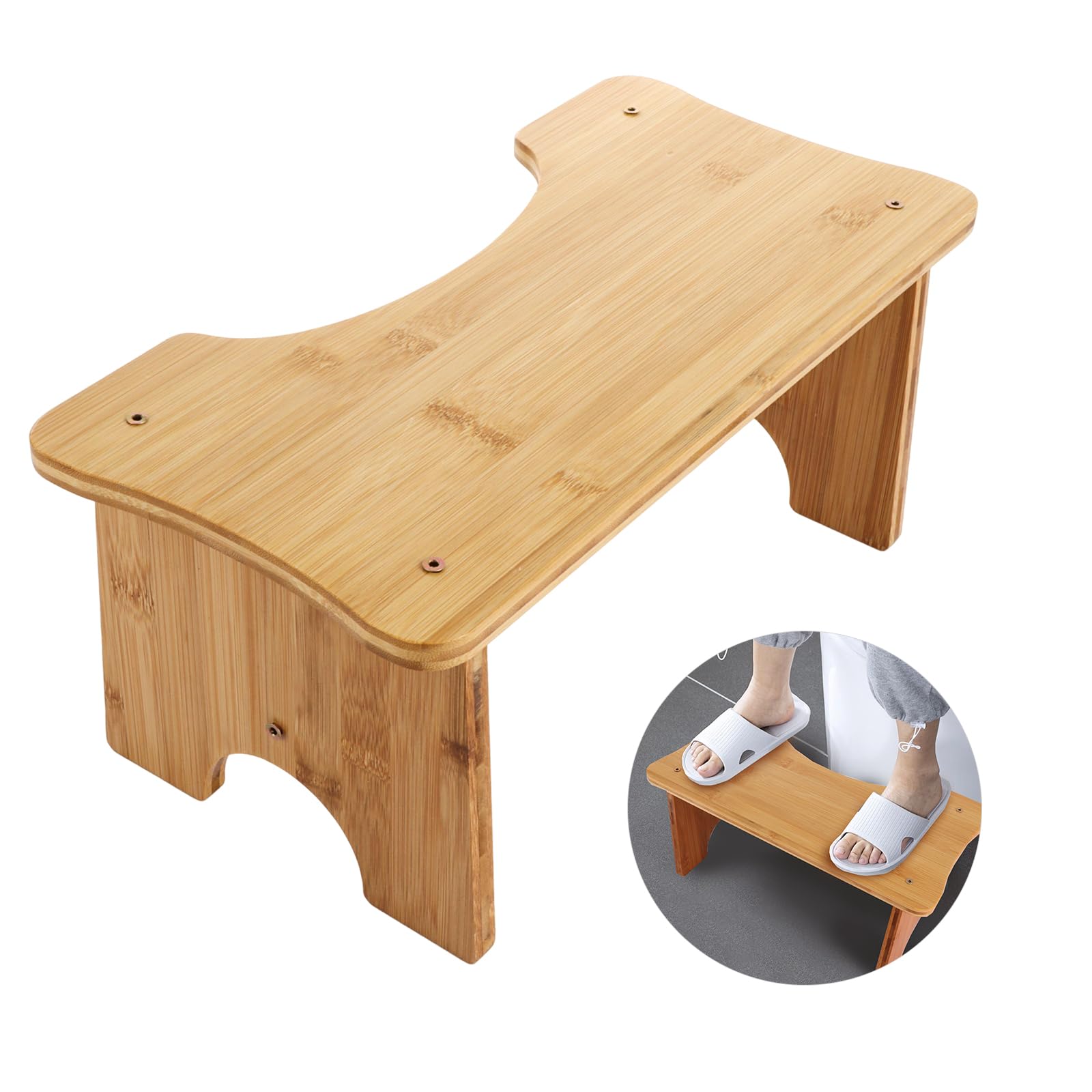 LOPYXBR Bamboo Toilet Stool, 15.3 x 7.8 x 6.7inch Folding Toilet Stool Squat Adult, Foldable Bamboo Poo Stools Adults, Durable and Non-Slip Toilets Stools Squat Adult for Bathroom