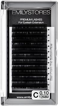 Eyelash Extensions 0.10mm Thickness C Curl Length 12mm Individual Volume Natural-Looking eyelashes Single Size For Lash Extension 0.10,C,12mm