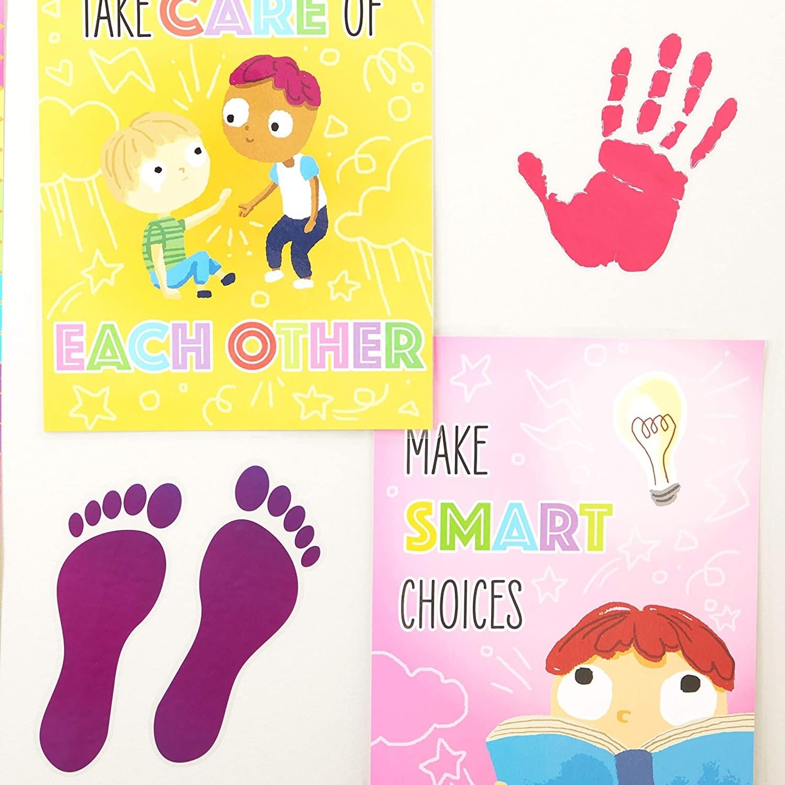 Lot De 32 Paires D’autocollants Empreintes De Pieds – Décoration Murale Colorée Pour Chambre D’enfant