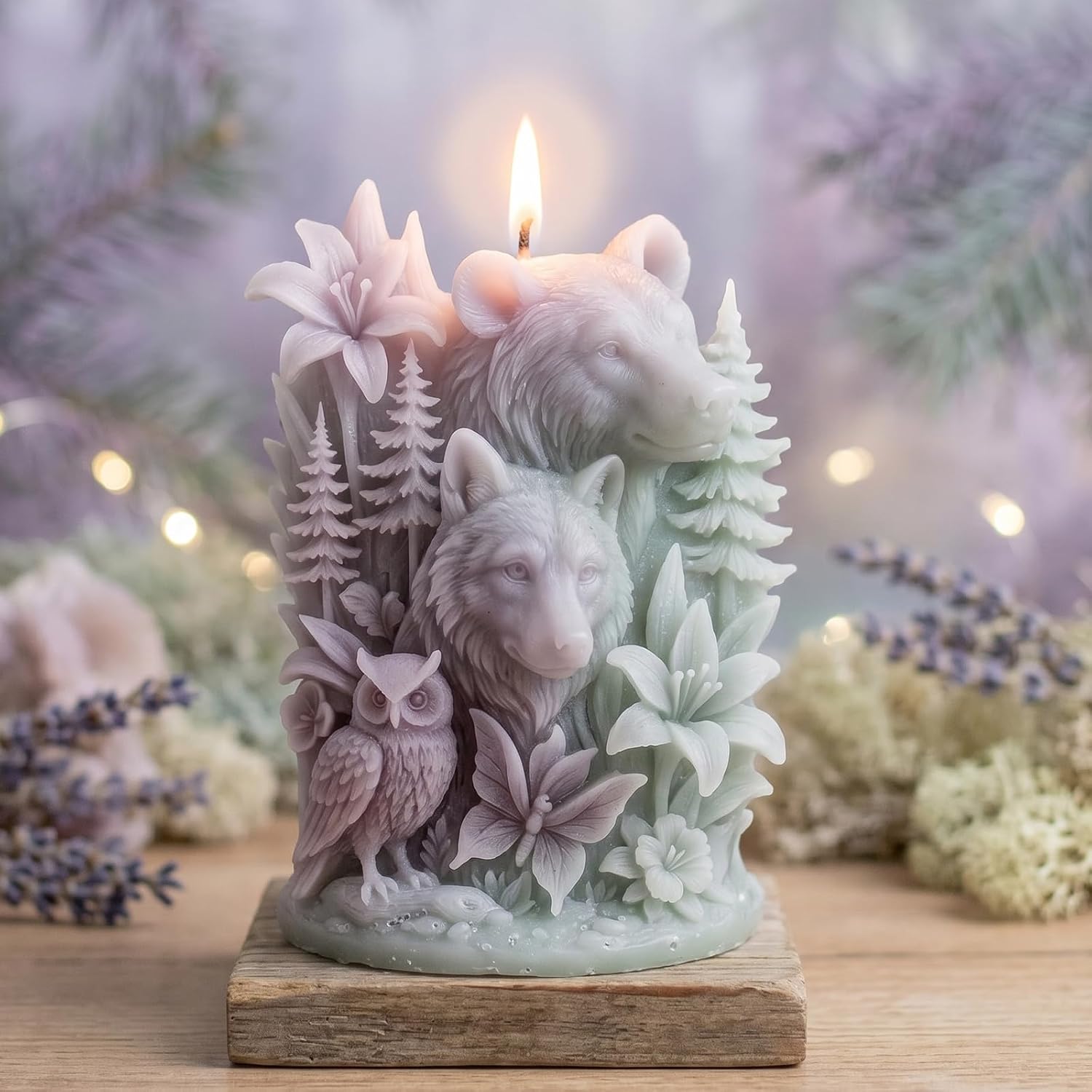 Forest Animal Candle Mold 3D Bear Wolf Owl Candle Silicone Molds