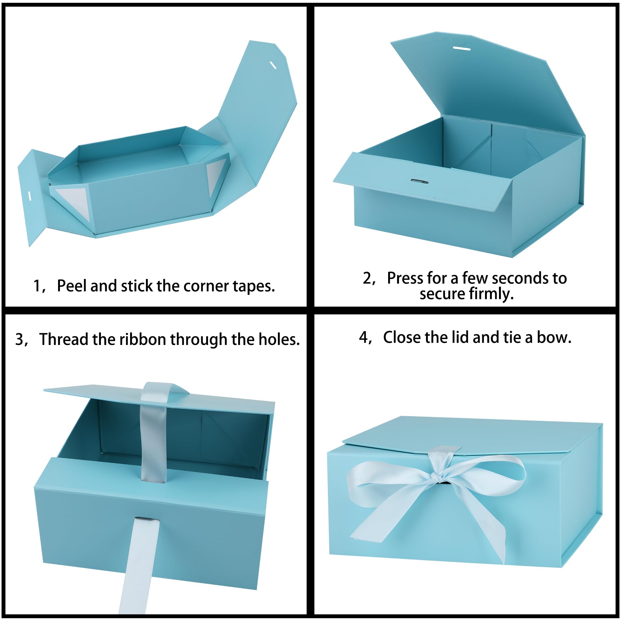 OEMVALATY Confezione da 6 scatole regalo, 30,5 x 20,3 x 11,4 cm, con coperchio magnetico e nastro, scatole per proposte di damigella d'onore per matrimoni, conservazioni, regali (blu)