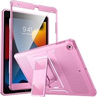 MoKo Virágmintás Rózsaszín iPad Tok - Beépített Képernyővédővel és Állvánnyal, iPad 9/8/7 Generációhoz (10.2"), Ütésálló Védelem 1