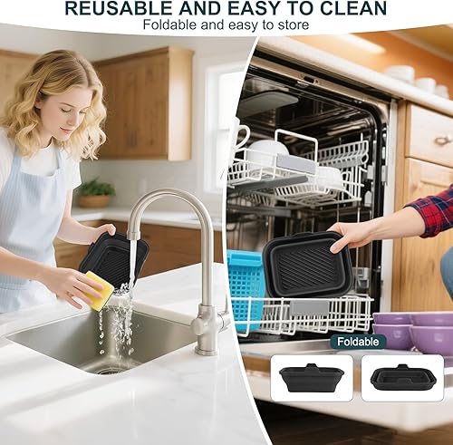 Miniatura 7 de Forros de silicona para freidora de aire plegables, forros reutilizables de 8.2 pulgadas para freidora de aire con tapa, frescura de larga duración,