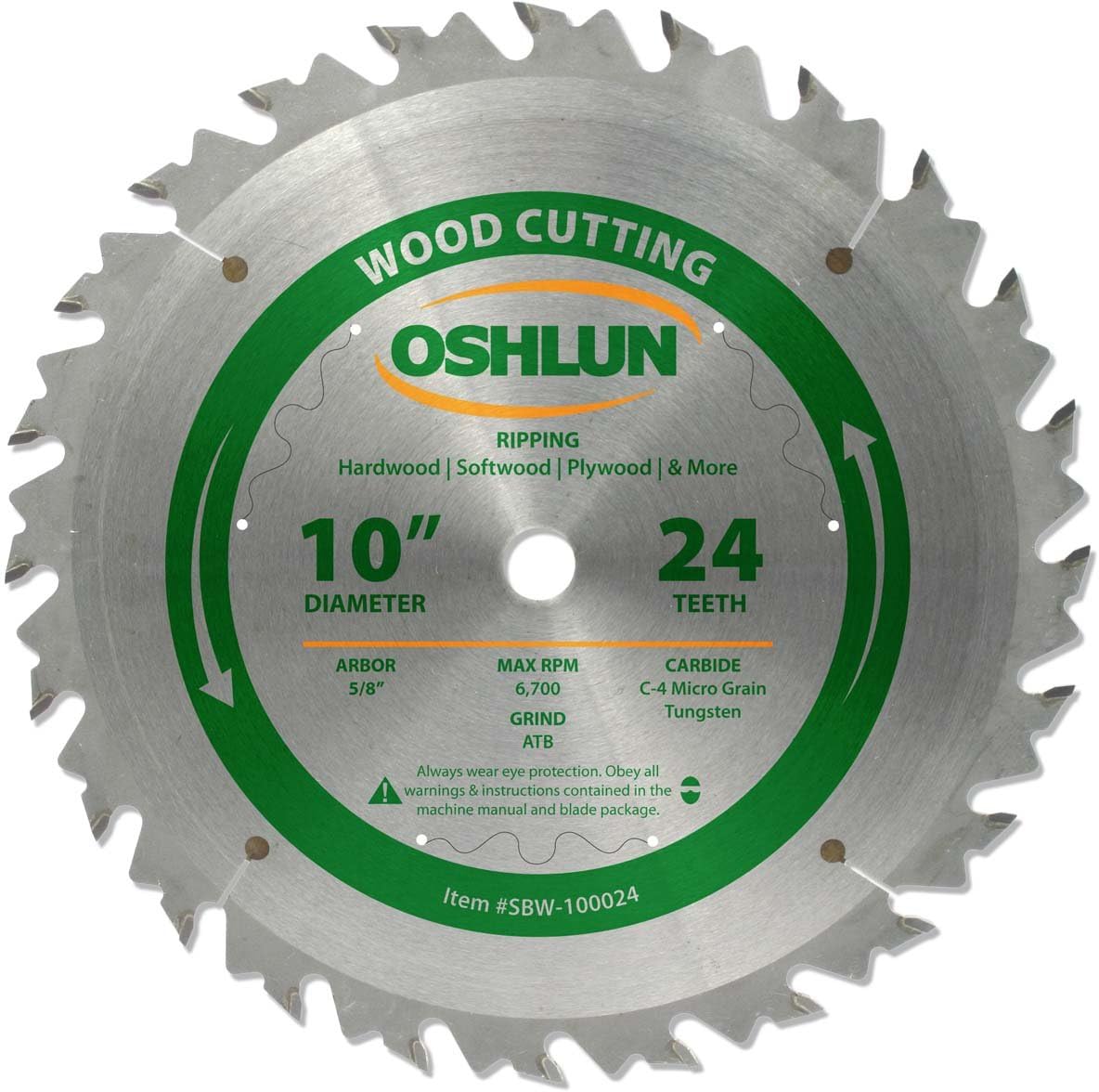 Oshlun SBW-100080 10-Inch 80 Tooth ATB Fine Finishing Saw Blade with 5/8-Inch Arbor