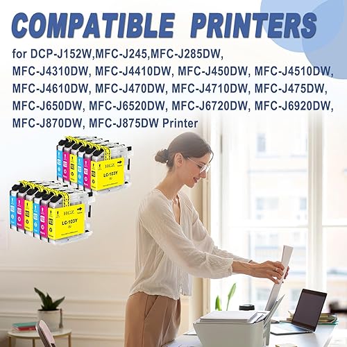 Miniatura 2 de HGZ LC103XL - Cartucho de tinta de color compatible con LC103 LC103XL trabajado para MFC J870DW J450DW J470DW J650DW J4410DW J4510DW J4710DW J6720