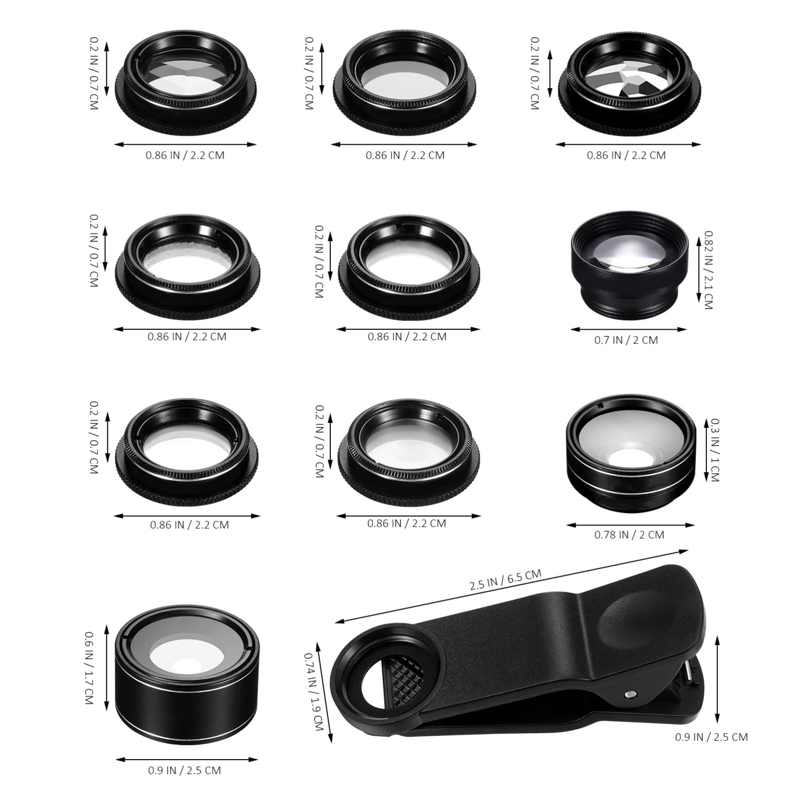 1 set Grandangolare Macro Fisheye Teleobiettivo Cpl e Altri Filtri per Fotografie Persone e Facile Usare e Portatile