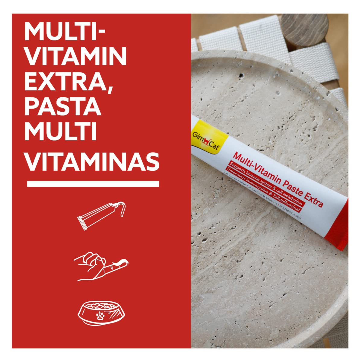 GimCat Multi-Vitamin Extra, pasta multivitaminas - Snack para gatos, con beta-glucano y omega 3 & 6 para una protección celular saludable - 1 tubo (1 x 200 g)