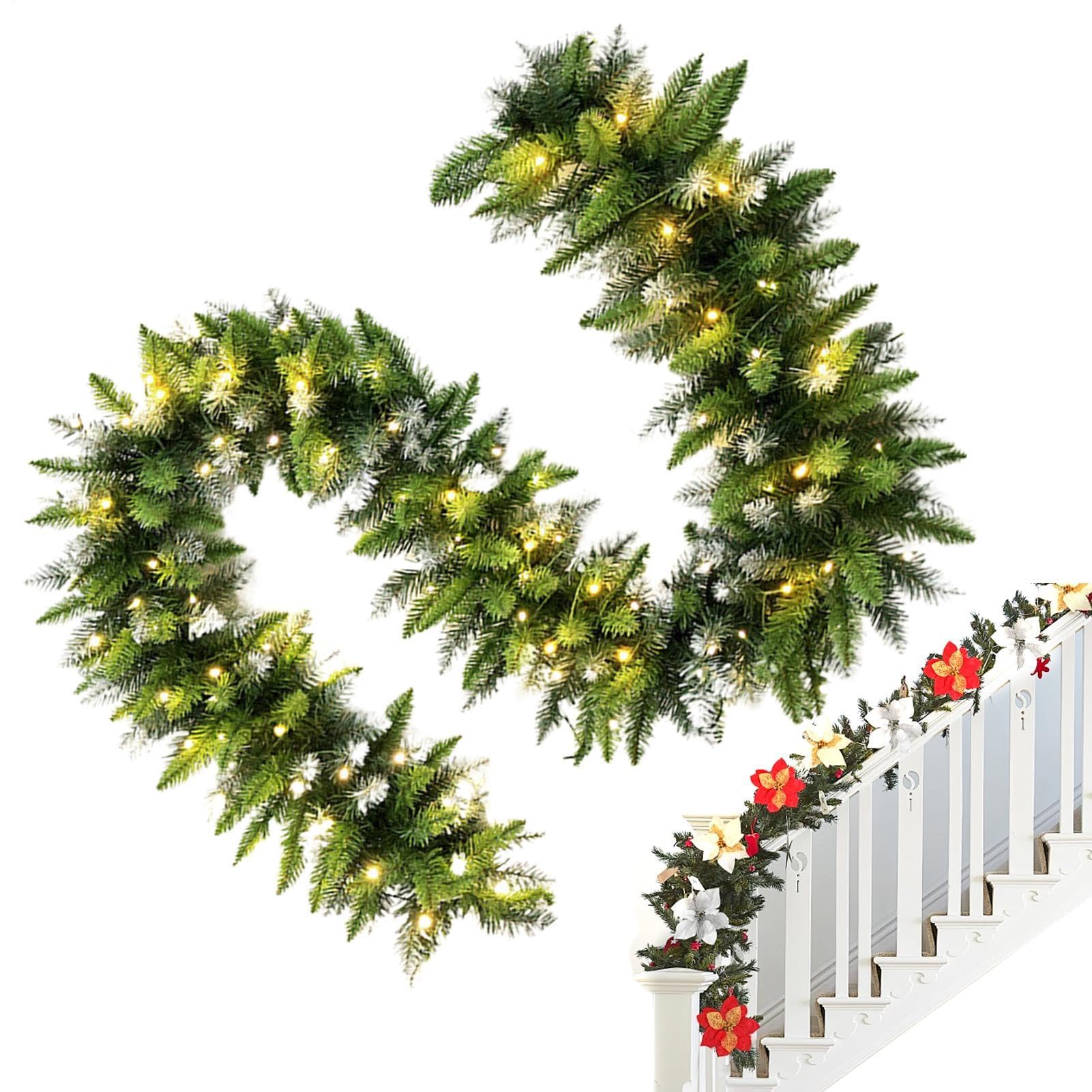 Guirlande de Noël lumineuse pour décorer le manteau de cheminée