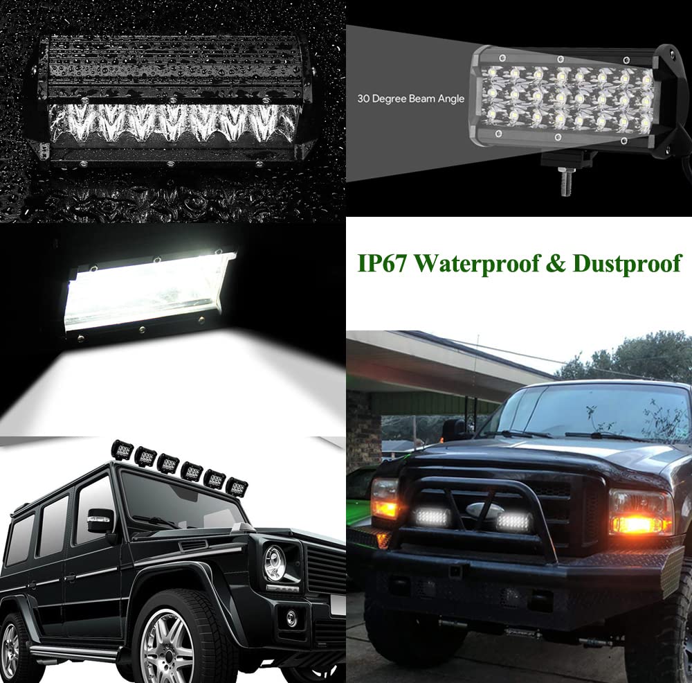 2X 72W 36W 120W 180W Barra de Luces LED,ALPHA DIMA 6000K IP67 Waterproof Focos de Coche Off Road Light Driving Luz de Niebla Superbrillantes LED Faros de Trabajo(72W)