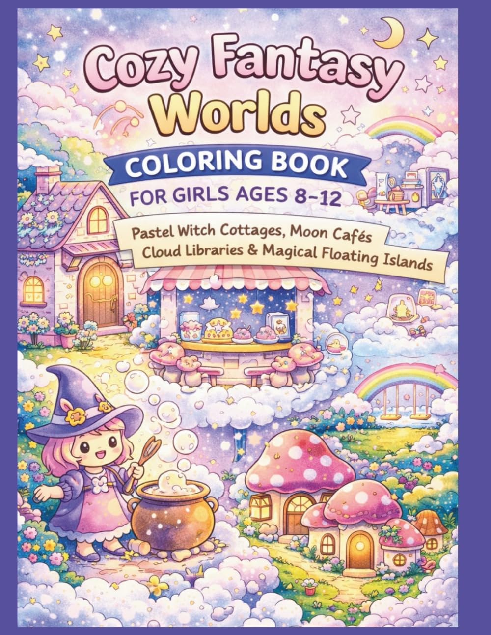 Cozy Fantasy Worlds: Coloring Book for Girls Ages 8–12