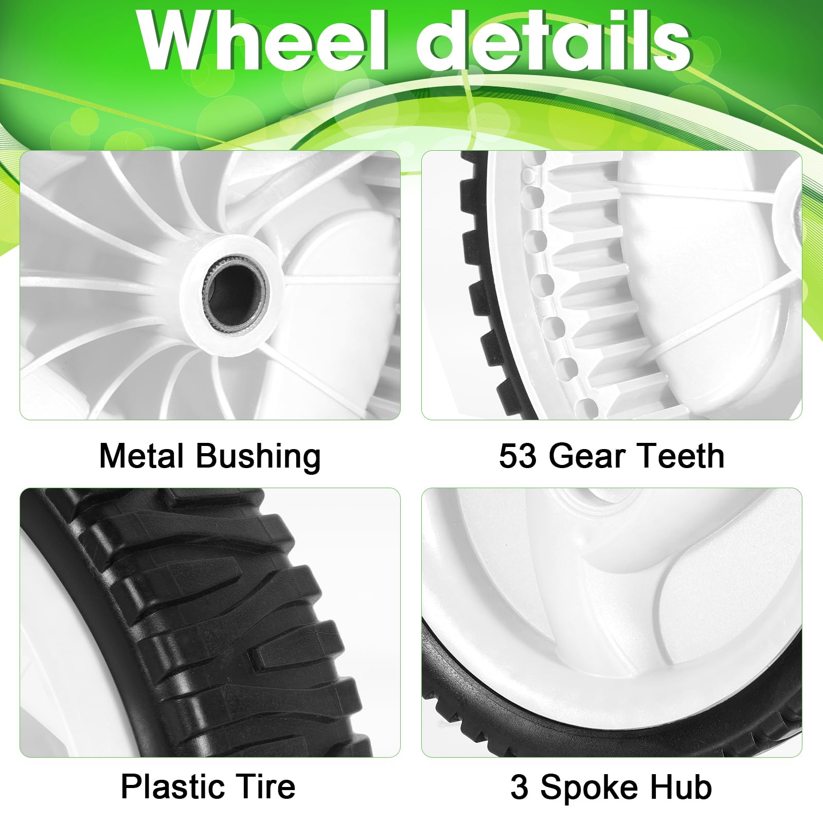 Ruedas de 8 pulgadas para cortacésped de tracción delantera, neumáticos de goma resistentes para cortacéspedes autopropulsados Craftsman/Husqvarna, 2 piezas de repuesto para 194231X460