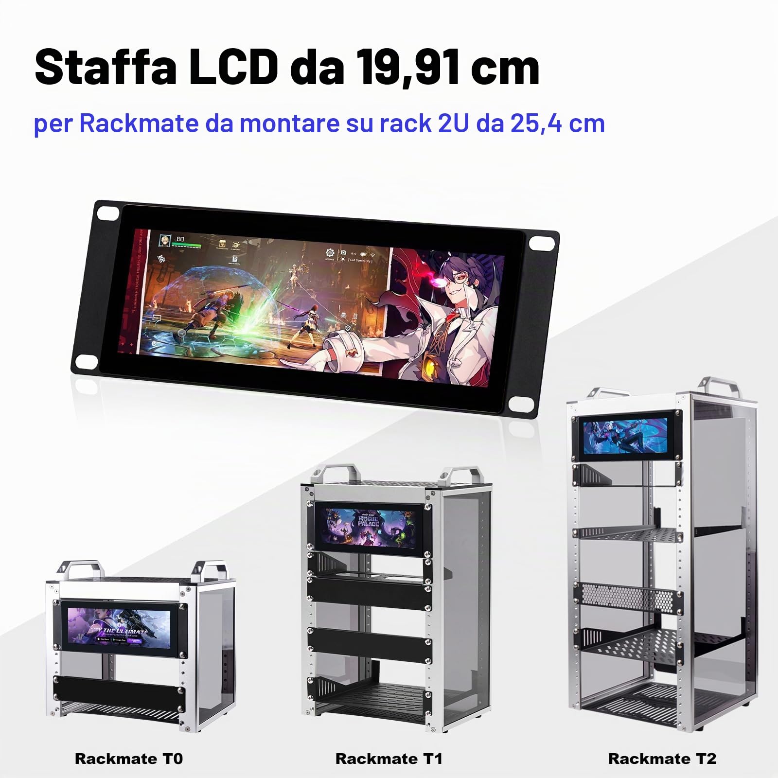 GeeekPi 7.84 inch 1280 x 400 Capacitieve Touchscreen LCD Display 2U Rack Mount Monitor voor DeskPi RackMate T0/T1/T2 Serverkast