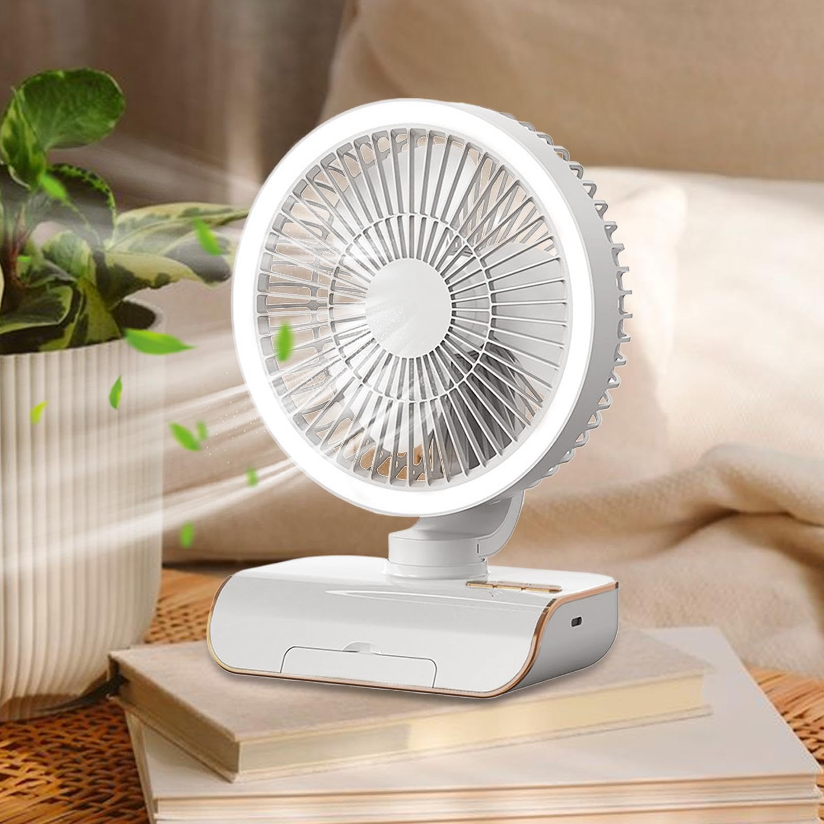 Ventilateur circulaire - Ventilateur mural à télécommande | oscille vers la gauche et la droite, 5 vitesses de vent, éclairage à 2 vitesses pour table de chevet, salon