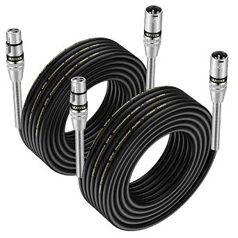 XLR Cable 10M 2 Pack Balanced XLR Male to Female 3 Pin DMX Microphone Cable Patch Extension Leads32.8FT