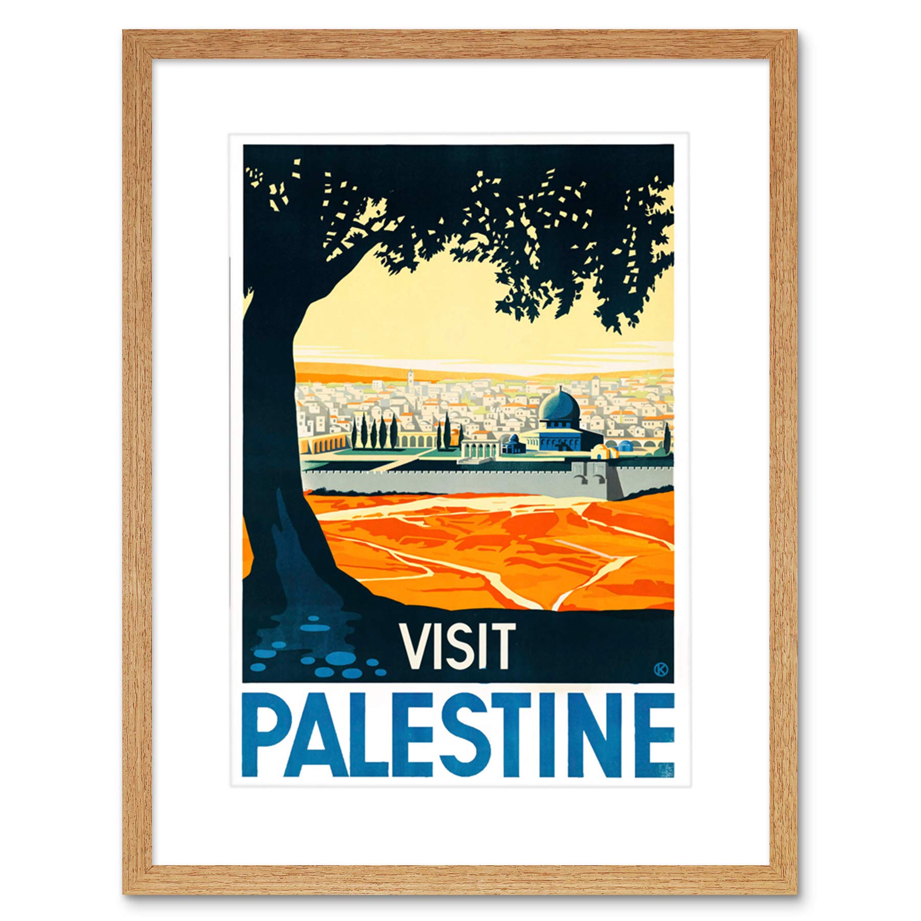Wee Blue Coo Travel Palestine Mosque City Wall Holy Land Tree Framed Wall Art Print