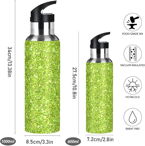 Miniatura 2 de Green Sparkle - Botella de agua aislada con purpurina de 20 onzas, a prueba de fugas, botella de agua deportiva sin BPA aislada