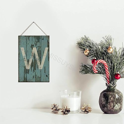 Vista 89 de Letrero colgante de madera con letra A, letrero de madera, decoración del hogar, 26 letras del alfabeto de metal, placa de madera, decoración