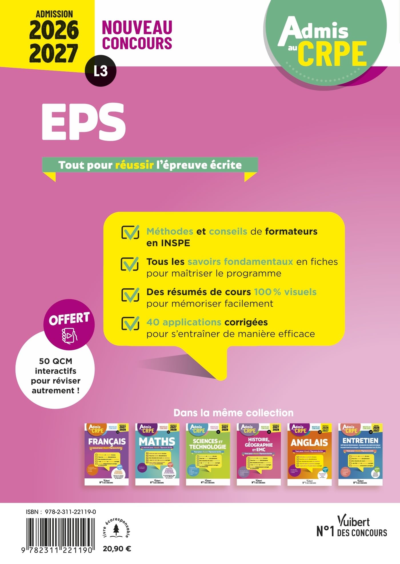 Admis au CRPE 2026-2027 - Epreuve orale d’admission L3 - EPS: Cultures sportive, corporelle et citoyenne - APSA