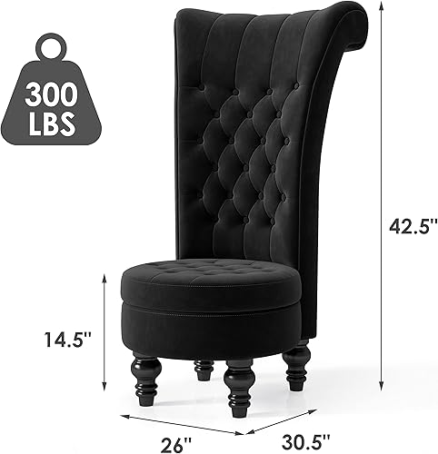 Miniatura 20 de MU Silla de respaldo alto de terciopelo holandés, muebles de sala de estar, asiento de acento real, sillas de trono, estilo simplemente elegante