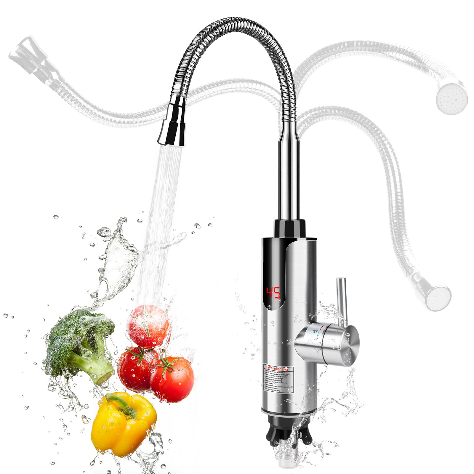 Elektrischer Wasserhahn Mit Durchlauferhitzer - 220V 3300W Warmwasser Sofort | Für Küche, Bad, Camping