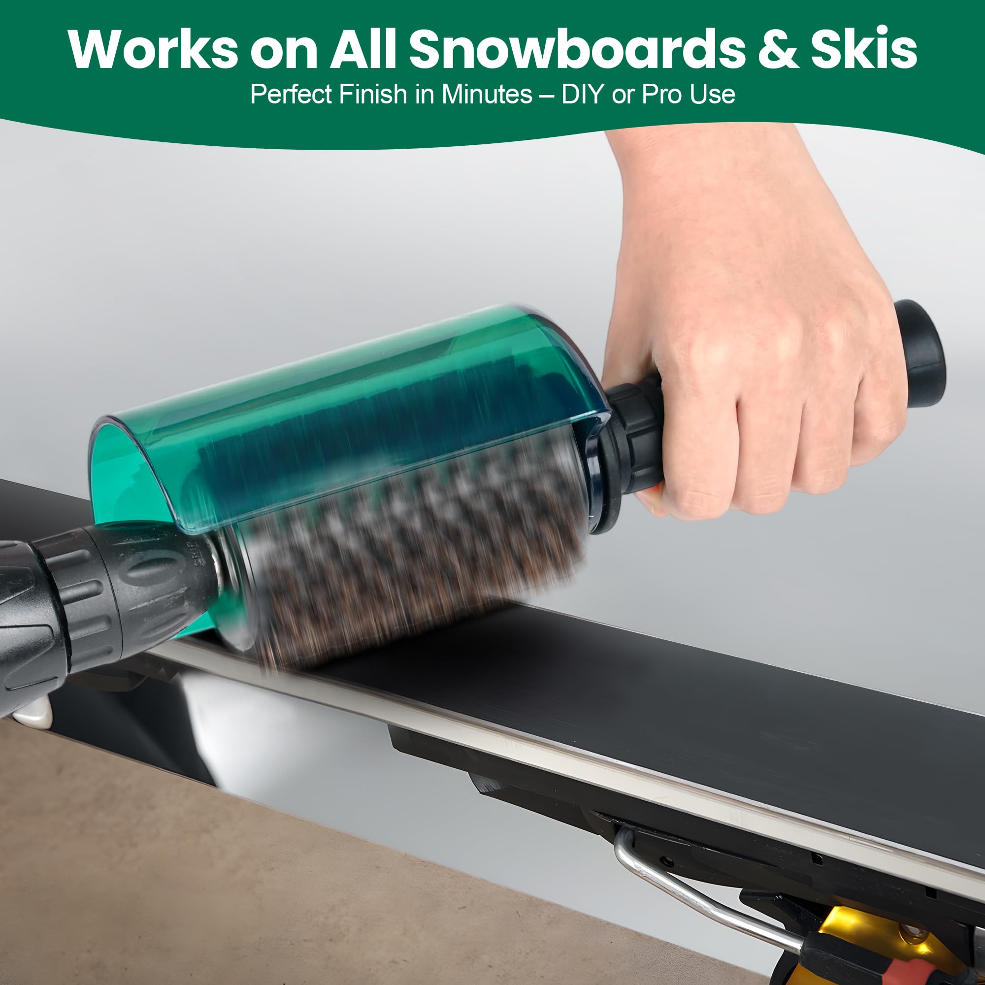 Zestaw szczotek Roto do nart i snowboardu z szybką wymianą osi, 3 profesjonalne szczotki: mosiądz, włosie końskie, nylon do woskowania (długość 100 mm)