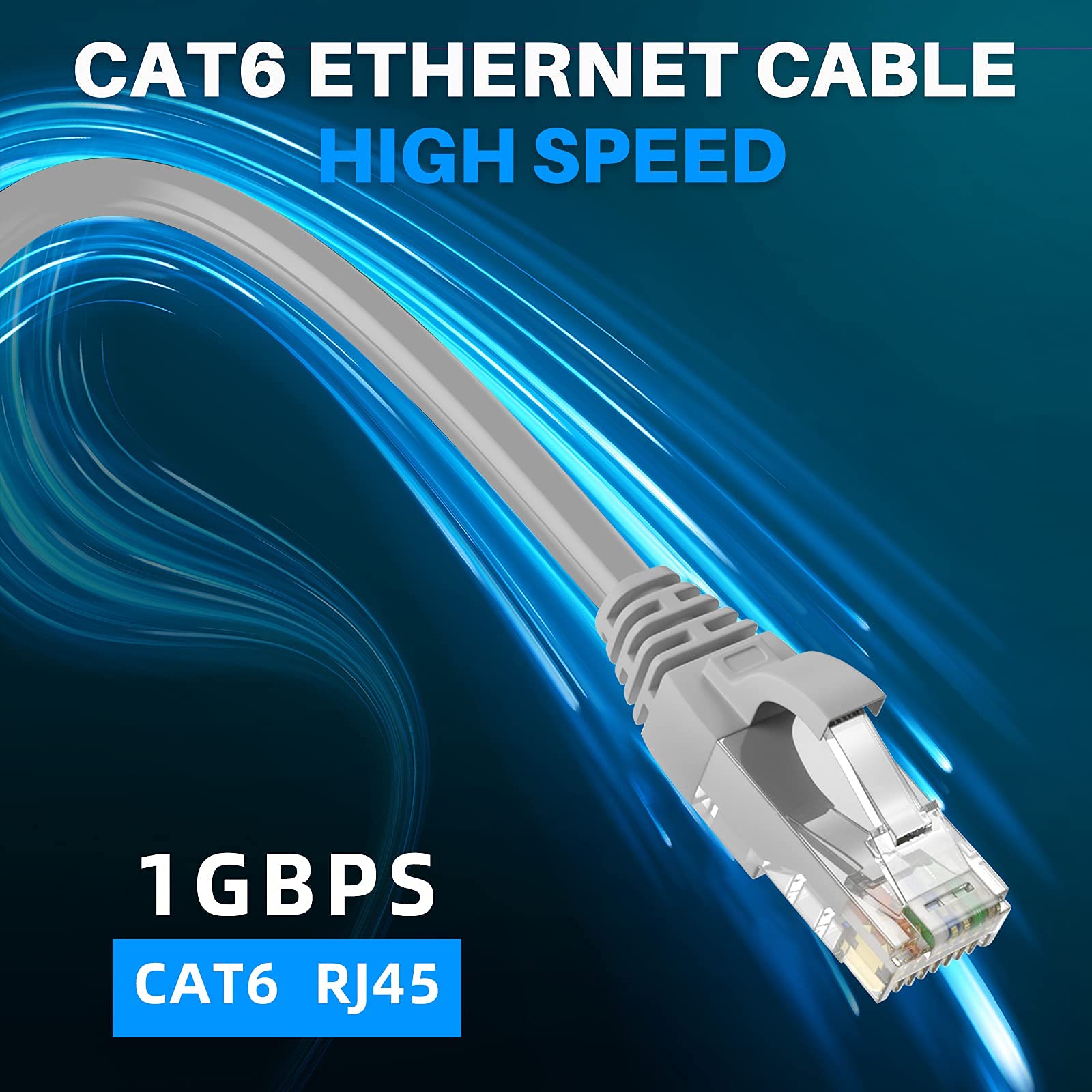 Adoreen Cavo Ethernet Cat 6 da 76,2 m, grigio, cavo Internet ad alta velocità (6 colori per la selezione) Supporto POE Gigabit Cat6 Cat 5e Cat 5 Cavo di rete lungo flessibile Cavo di rete RJ45 Patch