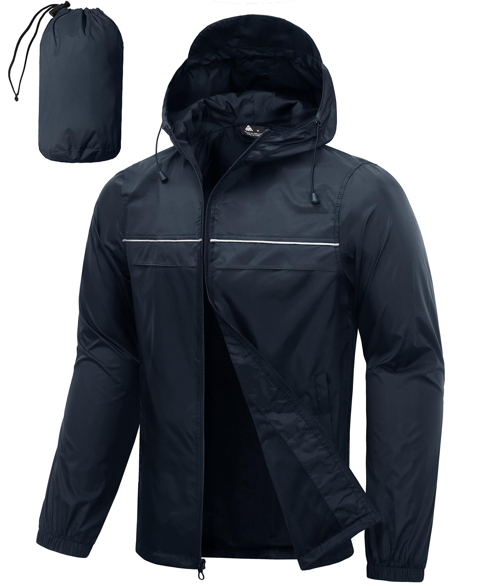 SWISSWELL Mens Rain Jacket Raincoat Packable Lightweight Waterproof Windbreaker Hooded with Soft Lining