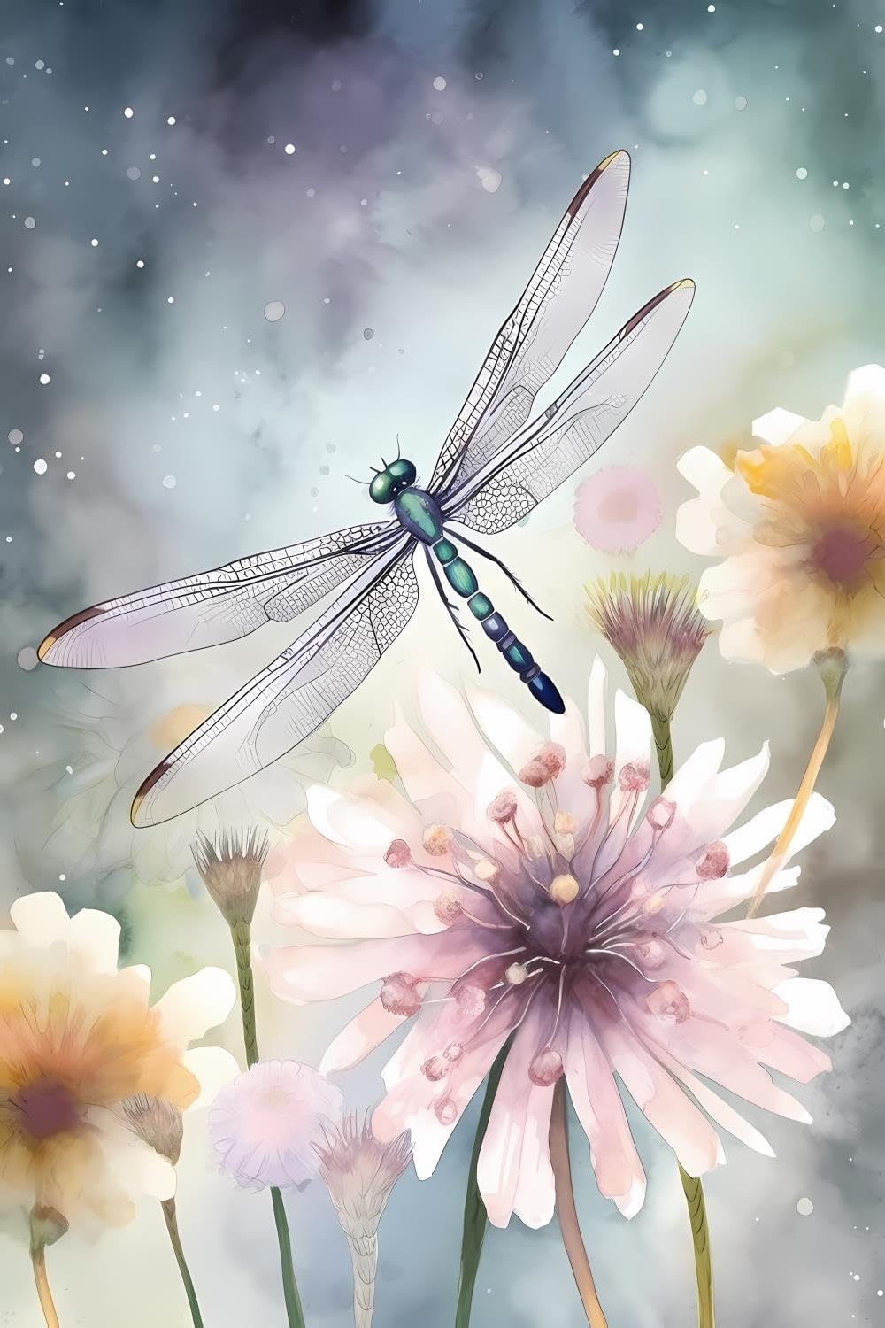 12x18 inch Watercolor Dragonflies Diamond Dots Kits Painting Crafts for Home Wall Decor Nature Art Full Circle Gemstone Crystal Diamond Art Crafts for Adults & Kids,Wall Decor & Bedroom Decor As Gifts