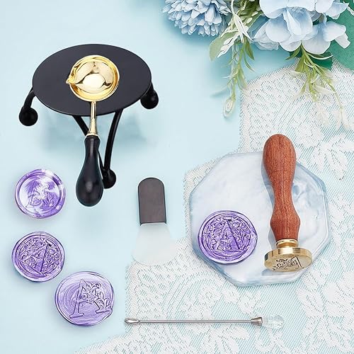 Miniatura 4 de CRASPIRE Kit de sellado de cera, calentador de cera, herramienta de horno de cera, varillas de fusión, cuentas de cera, soporte para cucharas para