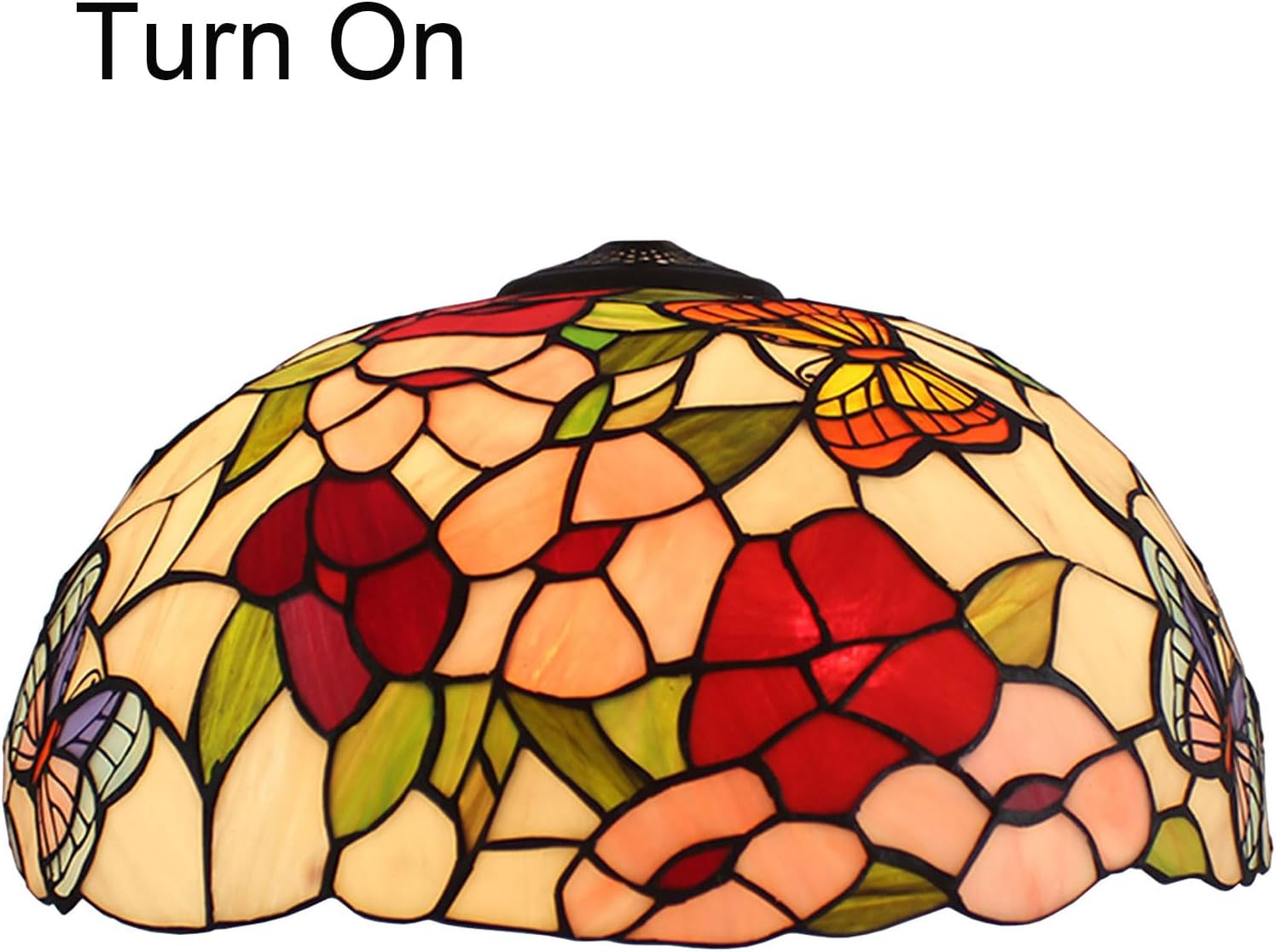 Tiffany Lamp Shade 16 Inch Wide Accessories Replacement Only Pink Red Stained Glass Lampshades Vintage Butterfly Flower Light Cover for Table Lamp Pendant Light Floor Lamp Ceiling Fixture