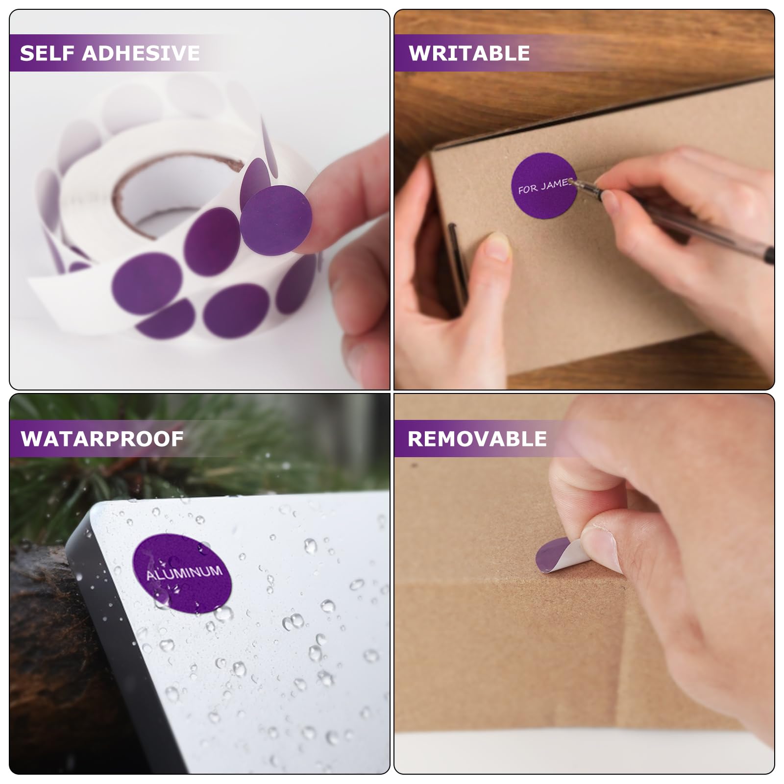Meitaat Round Stickers Purple 19 mm Circle Labels with Color Coding Dot Sticker Waterproof Removable Roll 1000 PCS - Image 4