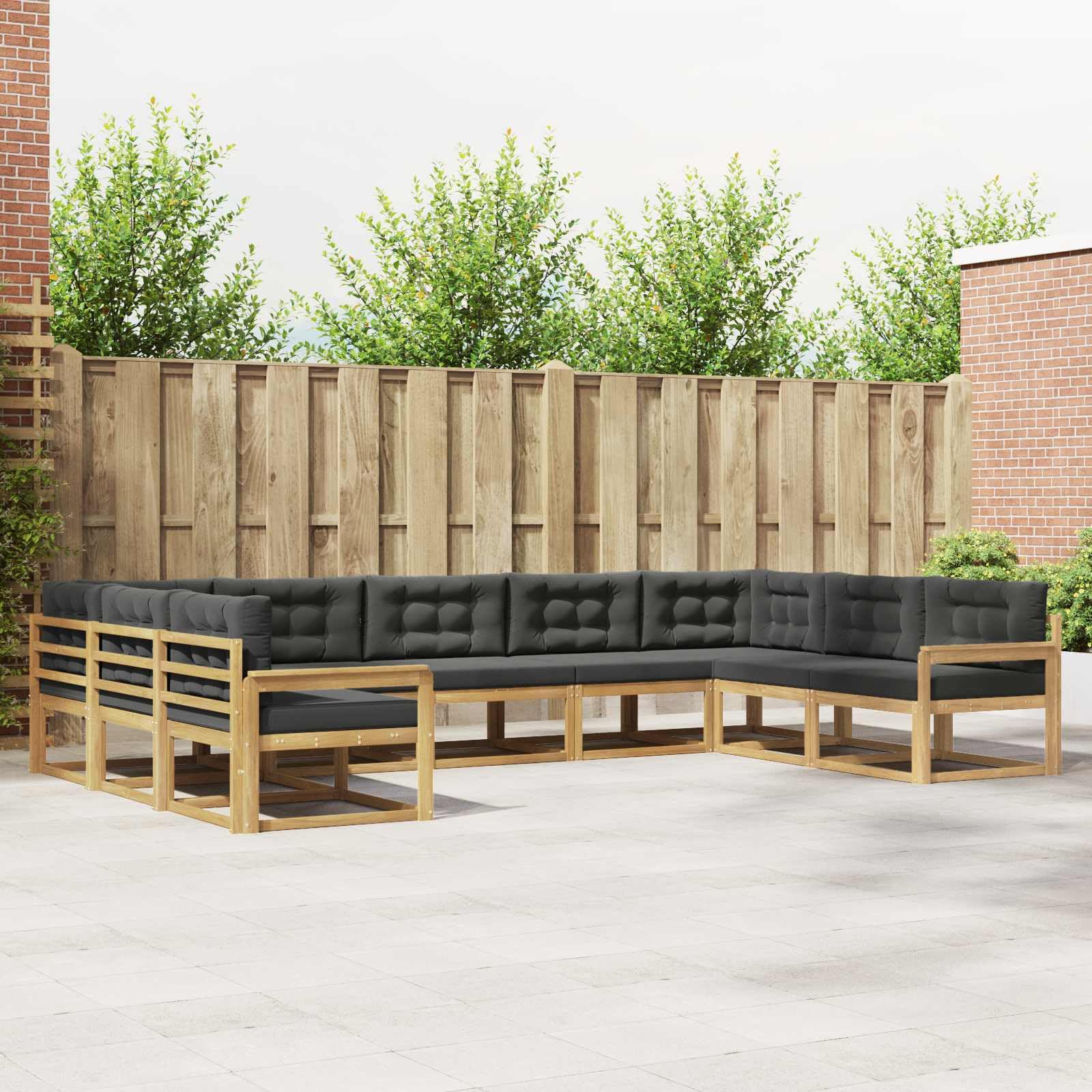 Set divano esterno 9 pezzi mobili da giardino in legno di acacia