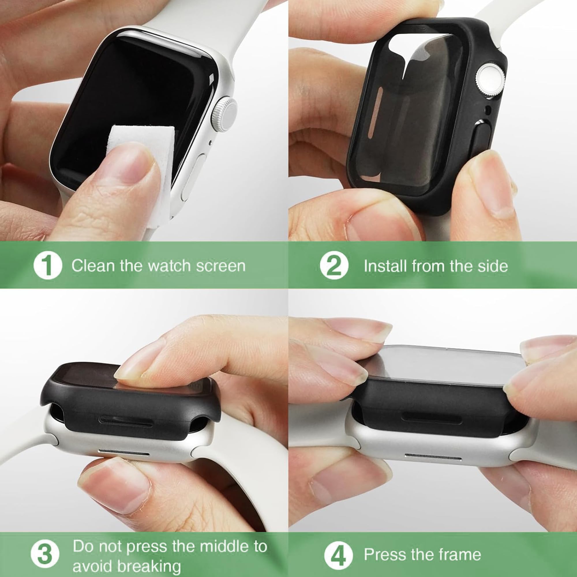 Fitudoos 2 x etui na PC, kompatybilne z Google Pixel Watch 4 45 mm, twarda obudowa PC z osłoną ekranu ze szkła hartowanego, ochrona przed upadkiem, 1 przezroczysta i 1 czarna