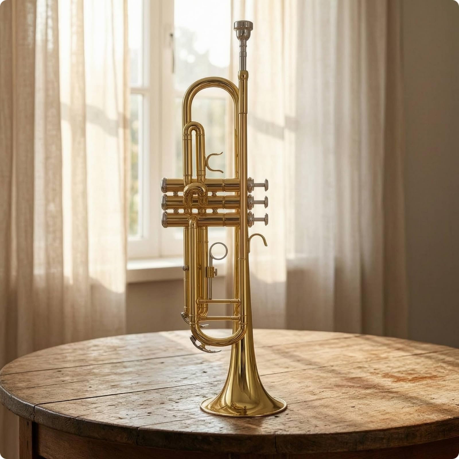 Trompete B Trompete Blechblasinstrument Ventiltrompete Musikinstrument mit Drei Leichtgängigen Ventilen Und Silbermundstück Klarer Resonanter Klang