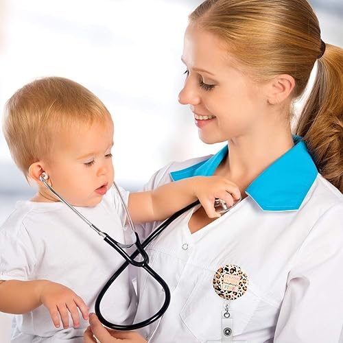 Miniatura 7 de Carrete retráctil para credencial de enfermera, lindo carretes decorativos con clip en portatarjetas de identificación, mantente positivo trabaja