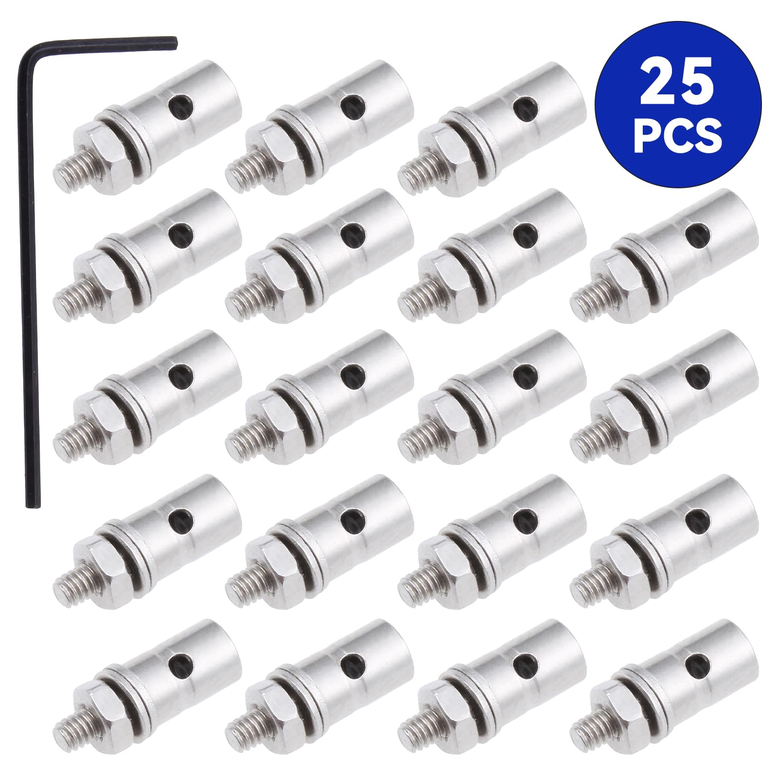 FriHobby 25-Pack Adjustable Push Rod Connector 1.3mm Linkage Stoppers for RC Airplane Plane Replacement