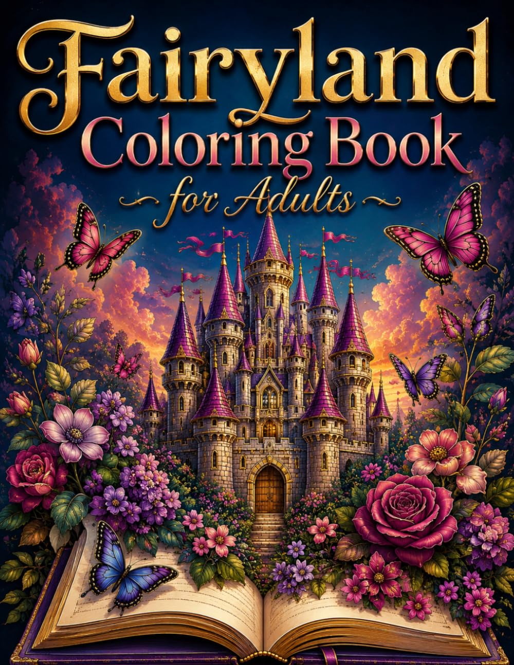 Fairyland Coloring Book for Adults Cozy Cottages, Tree Houses, Mushroom Homes, Floating Castles and Enchanting Fantasy Scenes