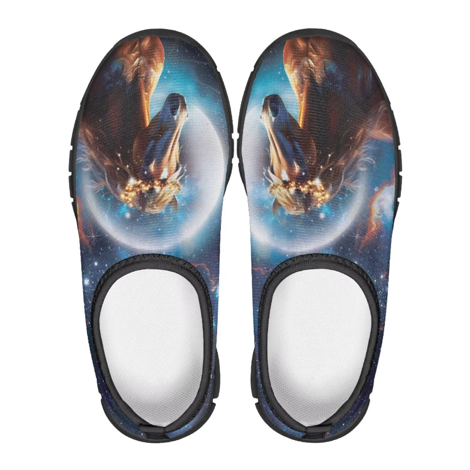 Watdotory Running Shoes for Kids Low-Cut Sneakers Casual Tennis Shoes for Girls Boys Breathable Design Stylish Children's Footwear - Horse Moonlight Galaxy Print US 1.5 Big Kid