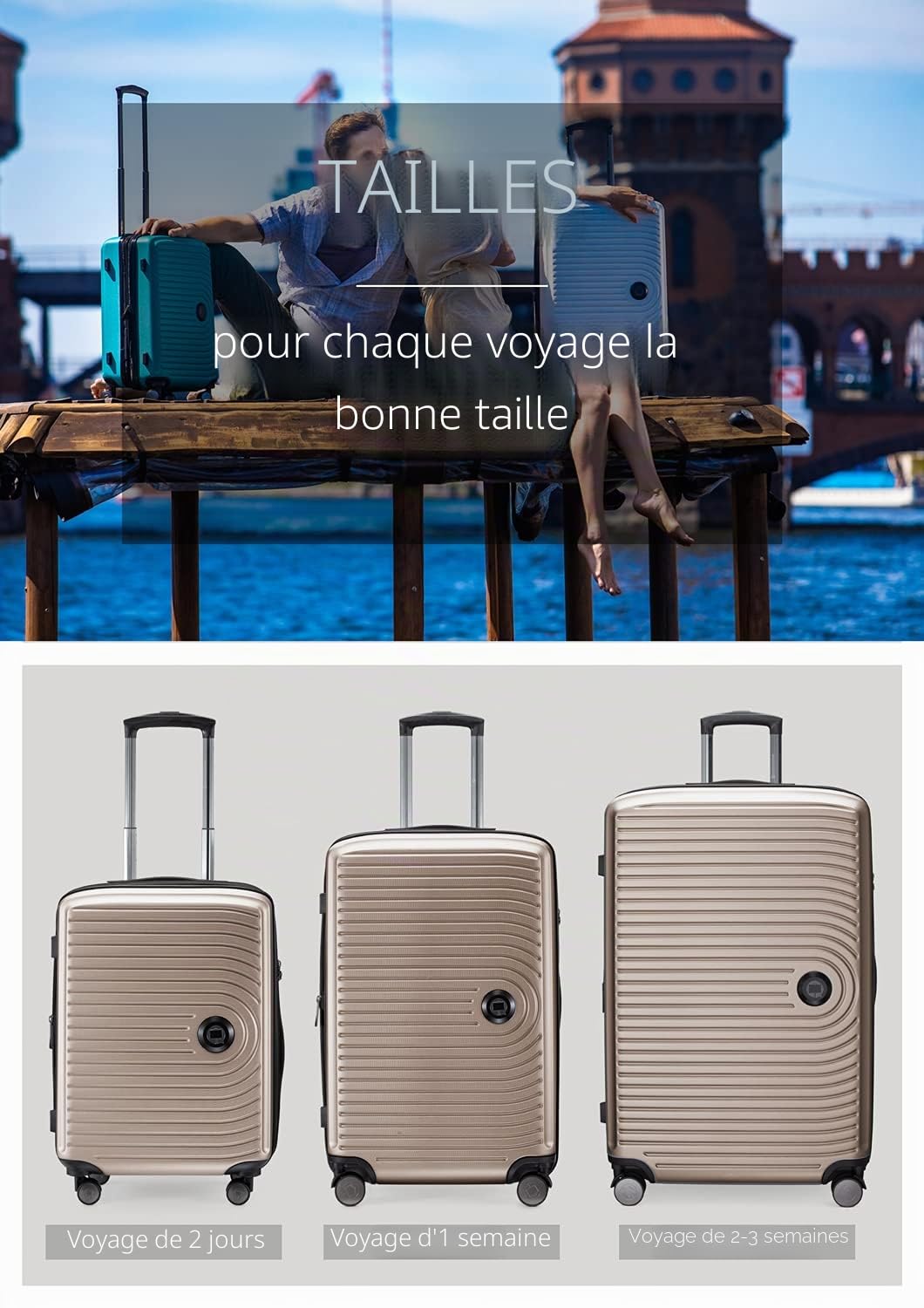 Hauptstadtkoffer - Mitte - Grande Valise Rigide, Trolley, Valise, TSA, 4 roulettes, Bagage en soute avec Extension de Volume de 8 cm, 77 cm, 130 litres, Champagne