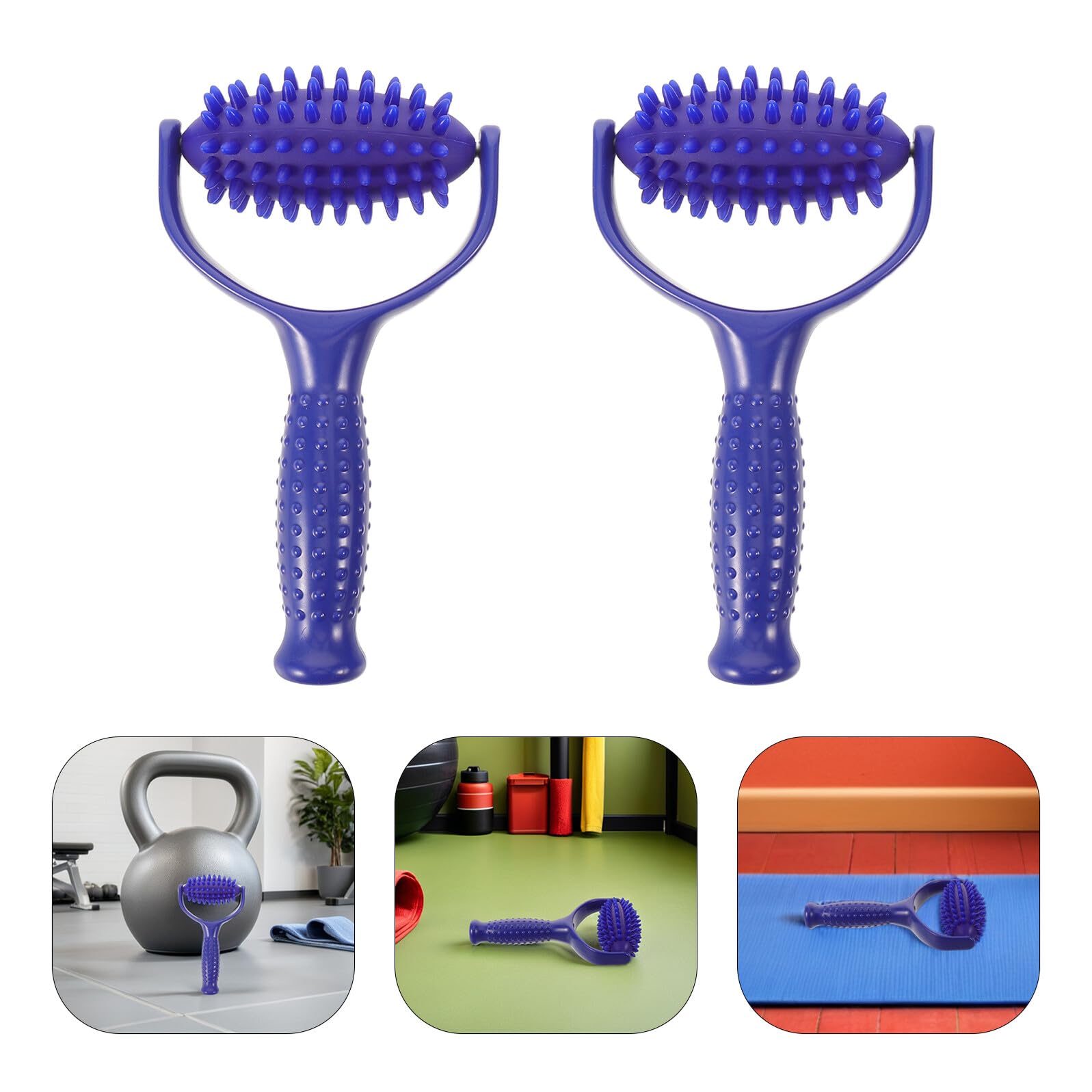 Rodillo Masajeador Manual Púas Azul 2 Piezas Abs Pvc