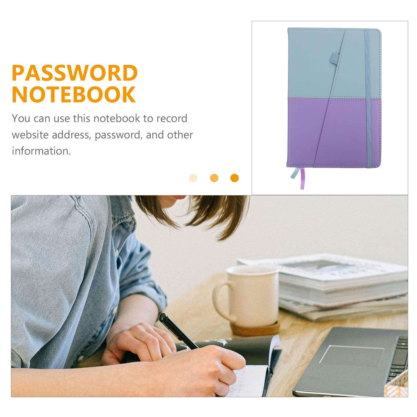 Homoyoyo Carnet A5 Mots de Passe Adresses Web Onglets Alphabétiques Organiseur Portable Bleu Violet Répertoire Usage Personnel Bureau