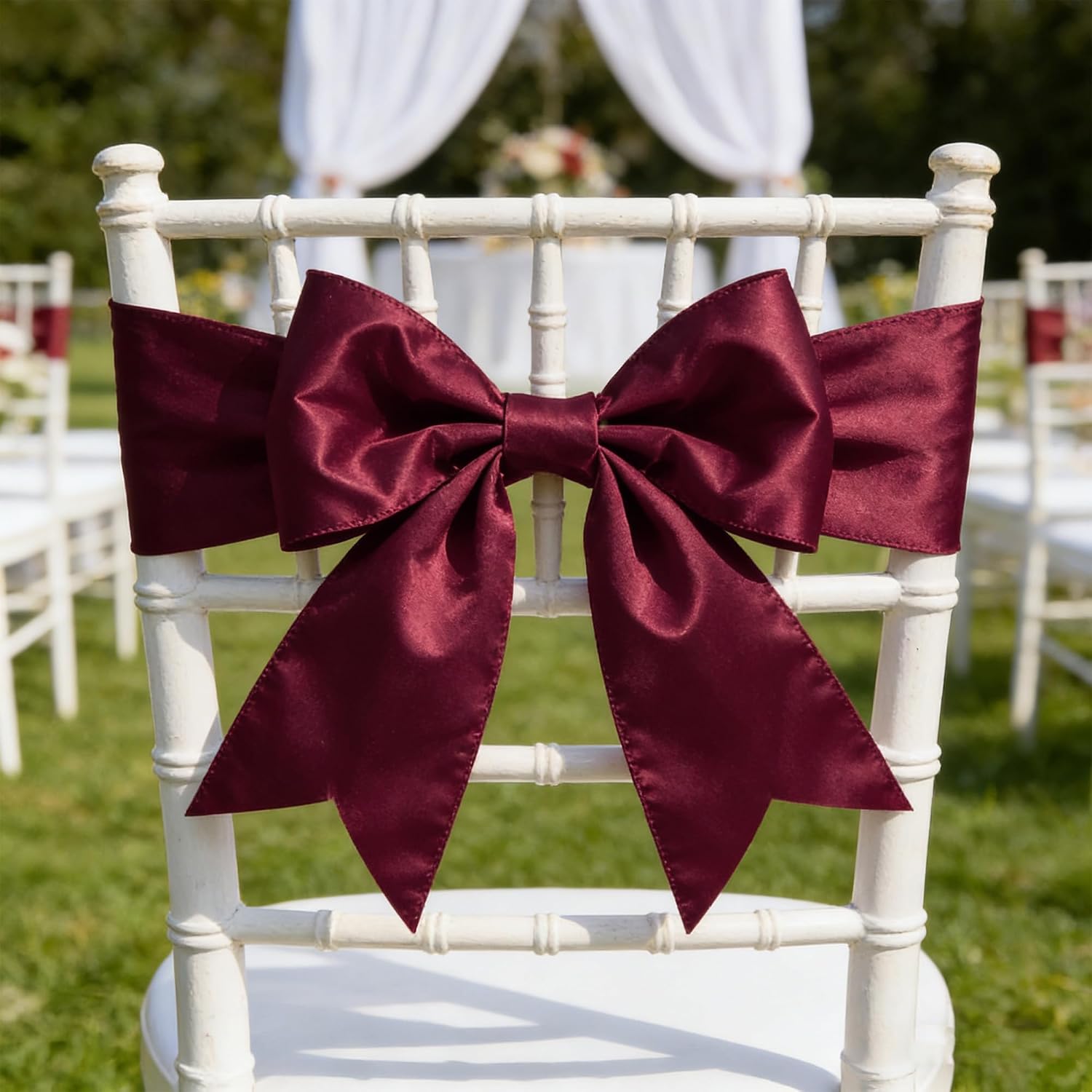 Satin Wired Ribbon 4 Inch Double-Faced Burgundy Ribbon Continuous 15 Yards for Gift Wrapping Crafts Decorations