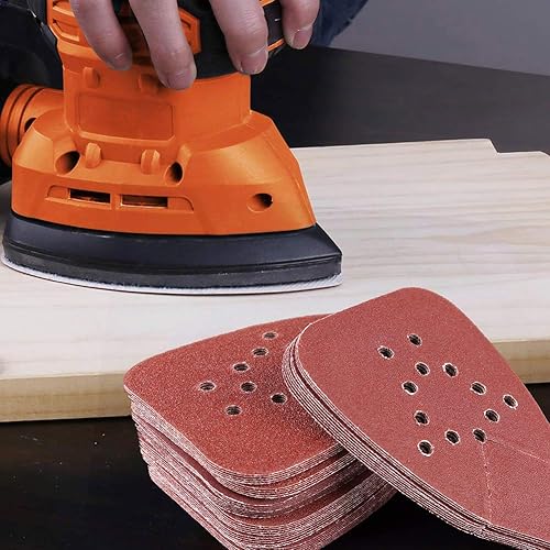 Miniatura 6 de LotFancy Almohadillas de lija para lijadoras de ratón Black and Decker, 50 unidades de papel de lija de grano 60, 80, 120, 150, 220, surtido de