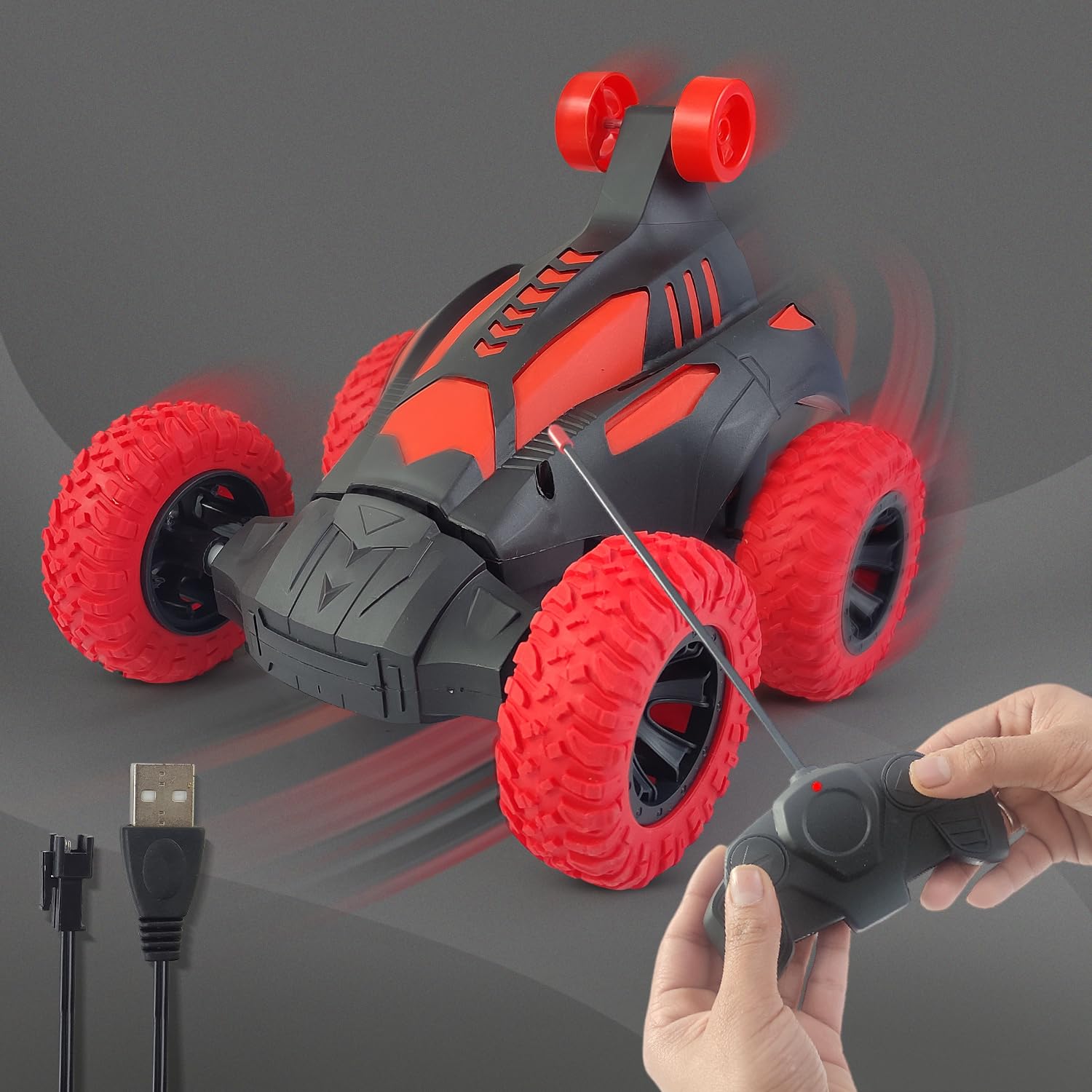 NHR Remote Control Car Rechargeable RC Stunt Vehicle 360°Rotating Rolling Radio Control, Electric Race Car, Toy Car for Kids (3+ Years, Red) (B0CVV2FCMC) Amazon Price History, Amazon Price Tracker