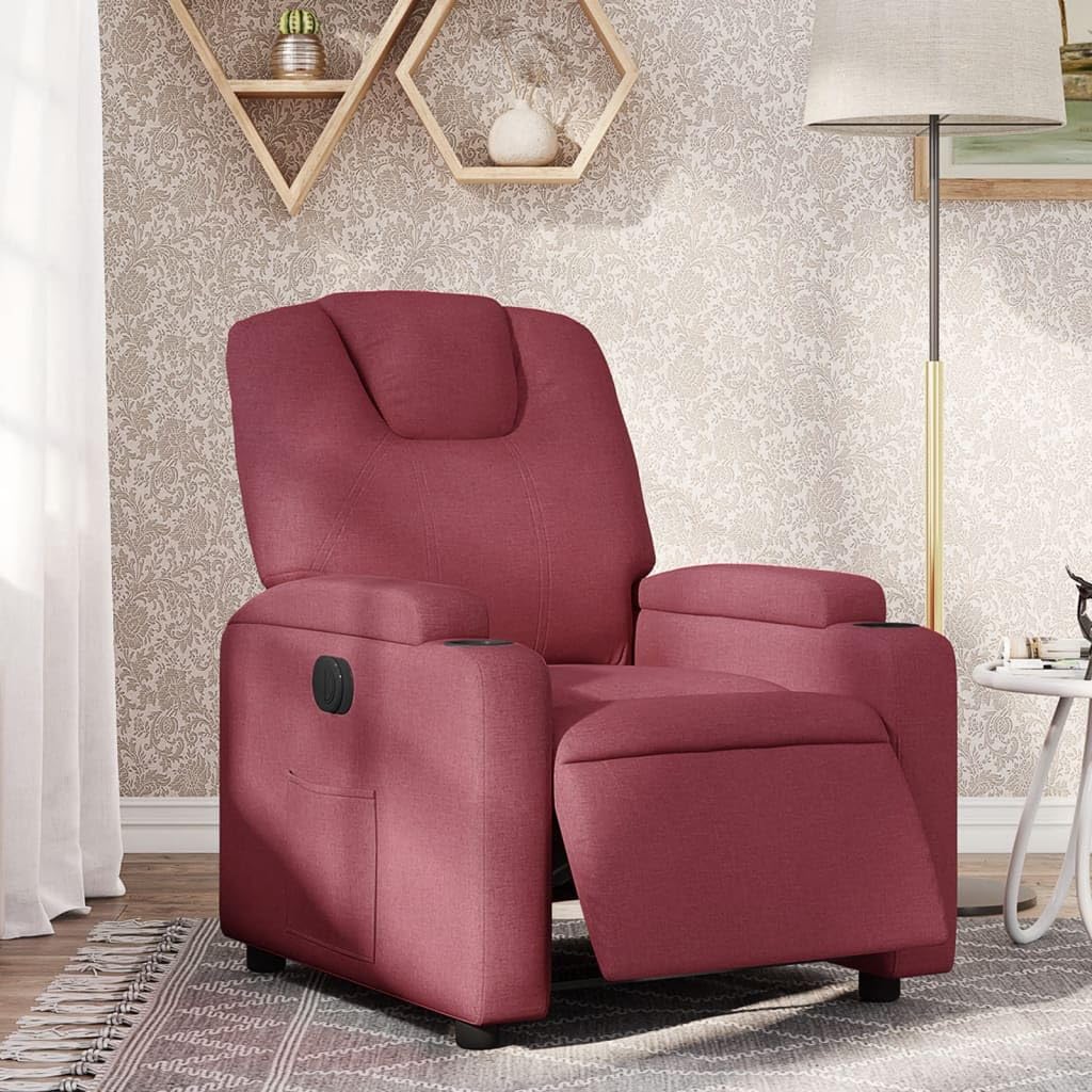 Fauteuil inclinable de massage | Fauteuil de relaxation | Chaise de relaxation électrique Rouge bordeaux Tissu CFW401392 | Leroy Merlin