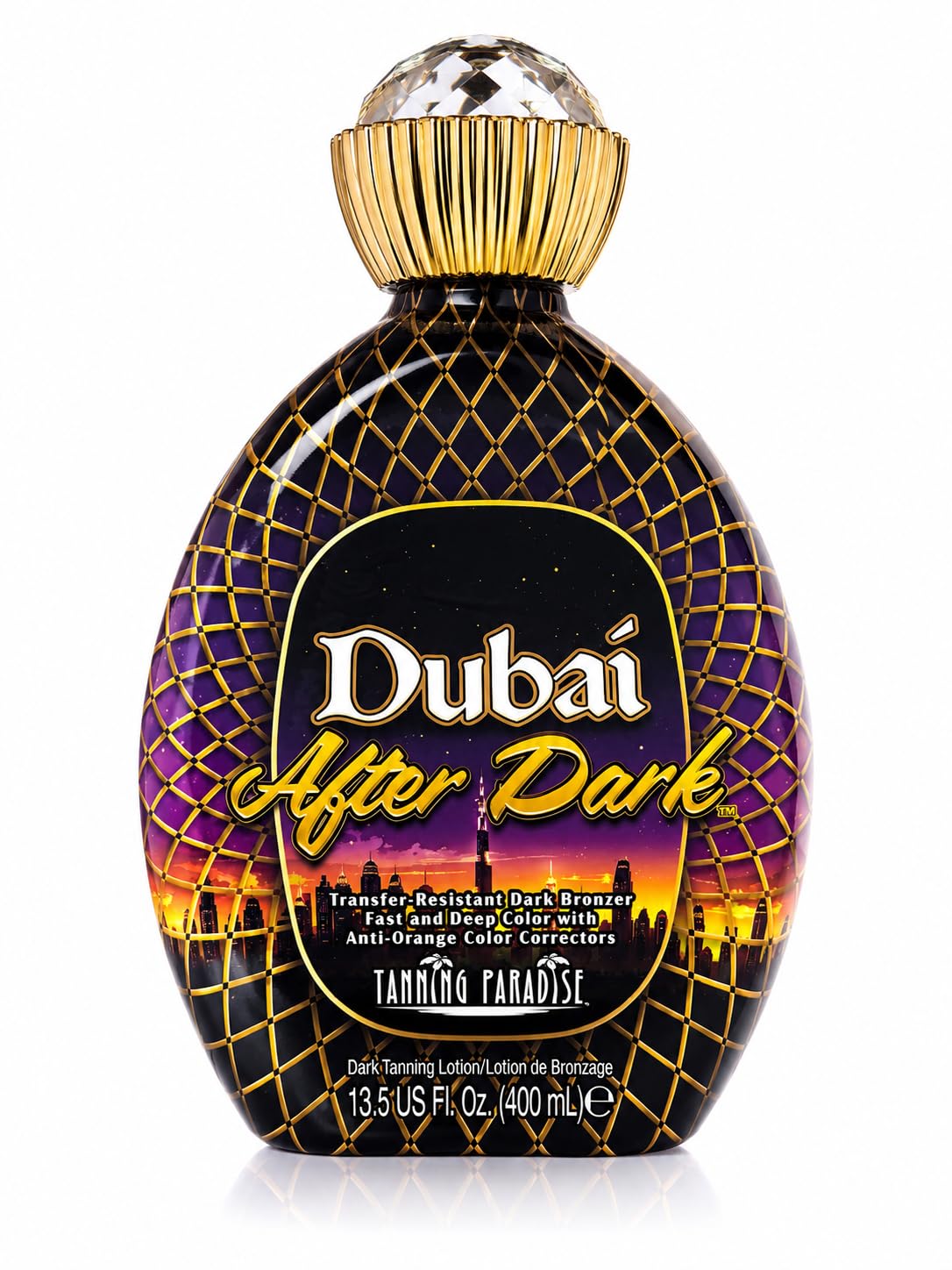 Tanning Paradise Dubai After Dark Indoor Tanning Lotion 400X Dark Bronzer, Tanning Bed Accelerator, Ultra Dark Bronzing Lotion, Coconut Oil, Shea Butter, Tattoo Protecting Formula, 13.5 Oz